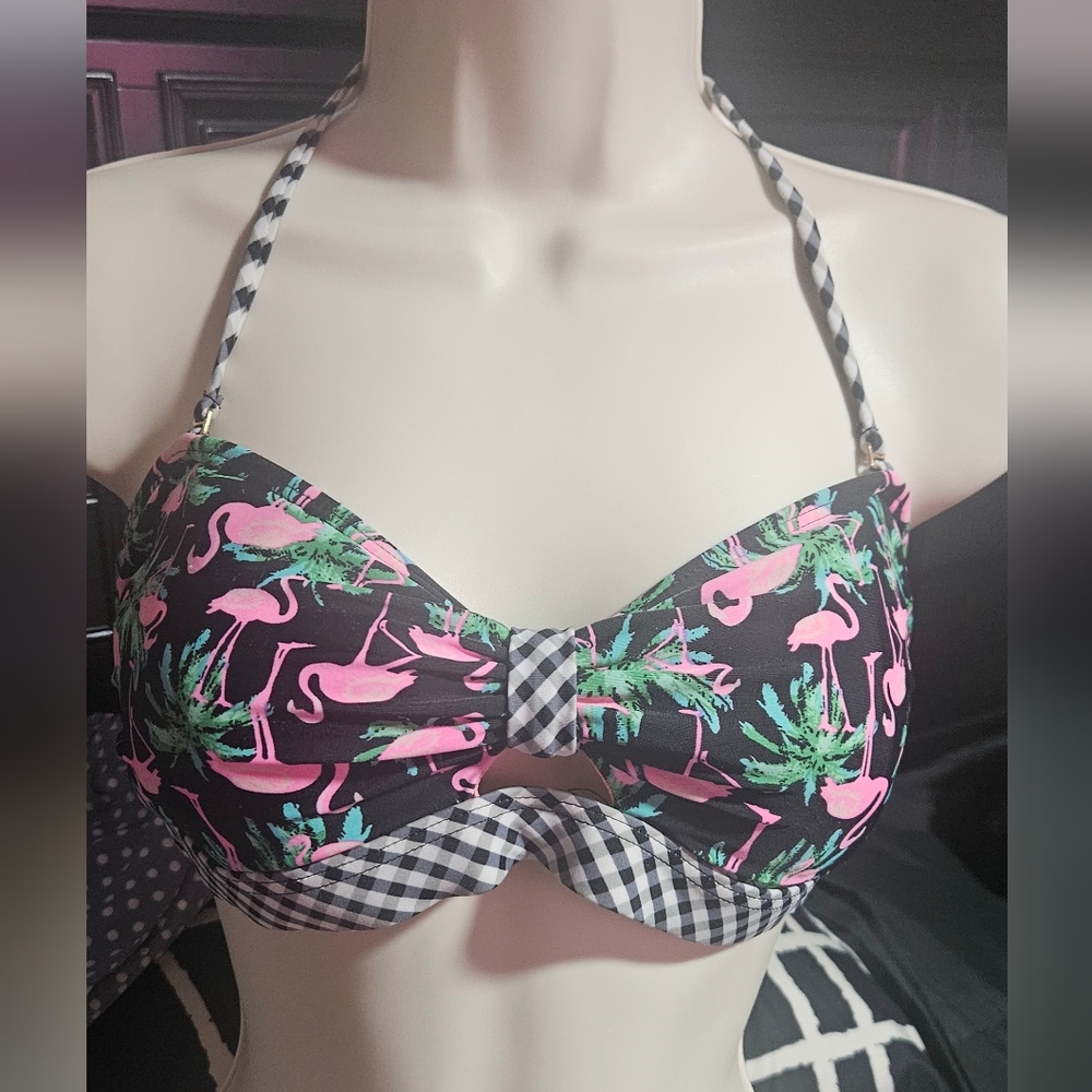 Flamingo Print Bikini Top
